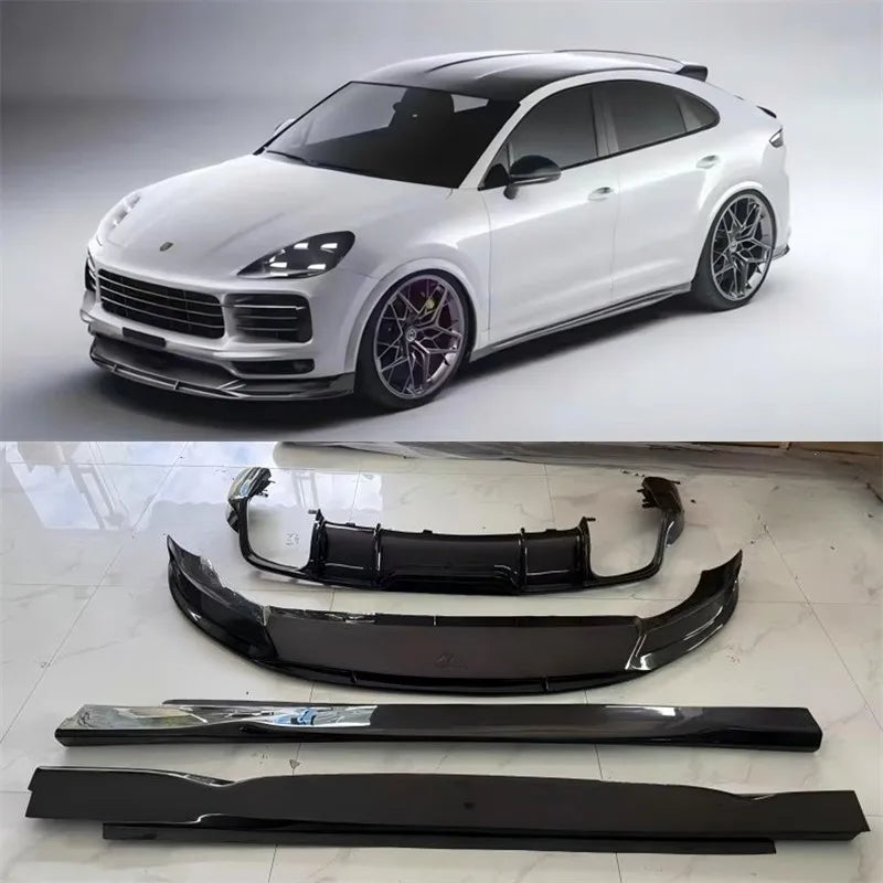 For Porsche Cayenne SUV 2018-2023 Real Carbon Fiber Bumper Front Lip Rear Diffuser Side Skirts Spoiler Splitter Body Kit