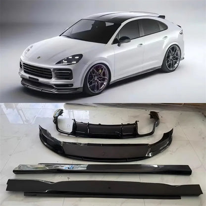 For Porsche Cayenne SUV 2018-2023 Real Carbon Fiber Bumper Front Lip Rear Diffuser Side Skirts Spoiler Splitter Body Kit