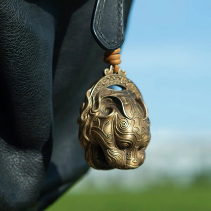 Lucky Tiger Head Bell in Pure Copper - Traditional Chinese Feng Shui Door Decor, Portable Charm & Creative Gift Idea