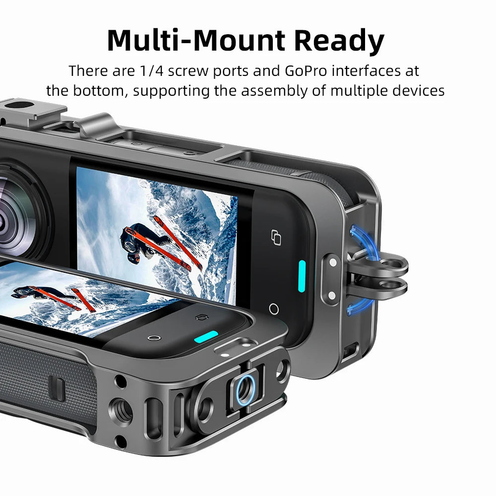 Flymile Metal Cage Protective Case for Insta360 X5 Accessories Aluminum Alloy Expansion Frame Adapter Mount with Lens Guard