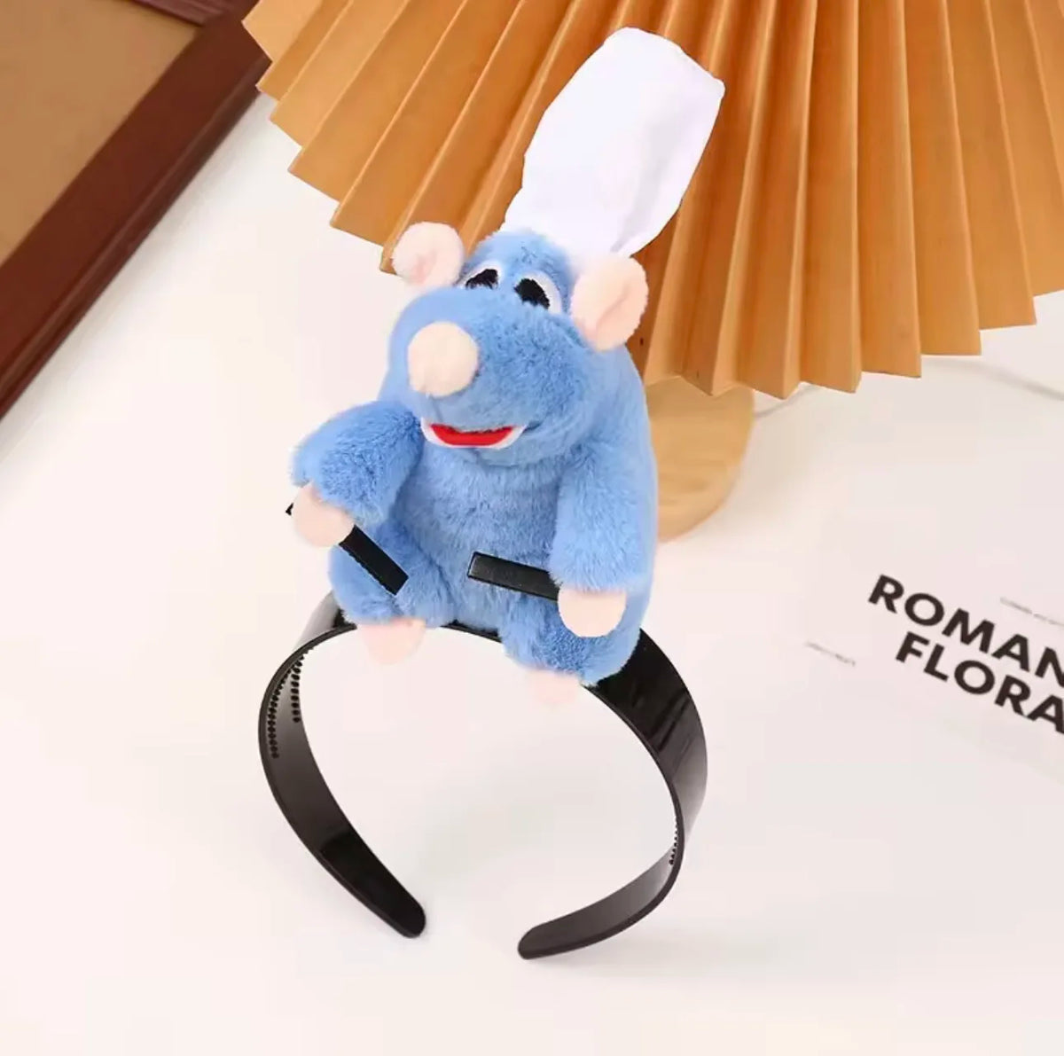 Creative Funny Ratatouille Cartoon Headband Cute Plush Mouse Doll Wide-brimmed Hair Clip Hair Accessories Headwear
