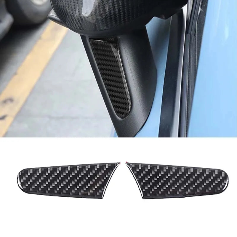 For Porsche Macan 2014-2021 Real Carbon Fiber Rearview Mirror Pillar Decoration Sticker Car Exterior Sticker Auto Accessories