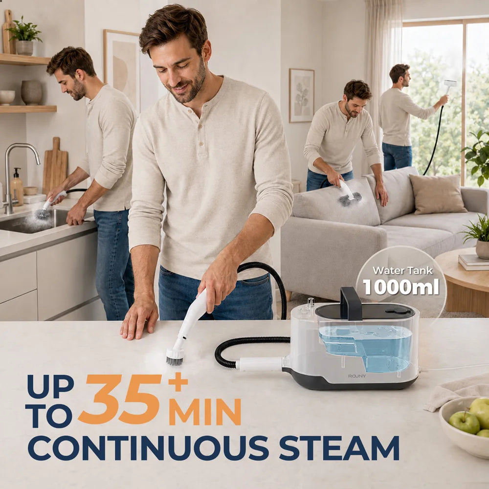 ROUNY Multi-Purpose Portable High Pressure Steam Cleaner, 3.5Bar Powerful Steam Output, 15s Fast Heat-Up, 1000ml Large Tank