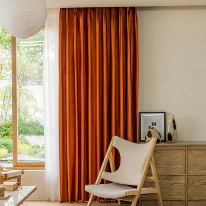 Modern Simple Style Solid Color Windproof Warm Curtains, Thickened Noise-Reducing Living Room Bedroom High-End Full Shade Punche