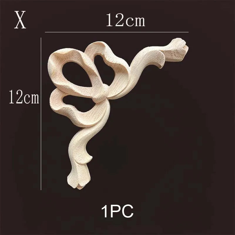 Natural Wood Corner Onlay Moldling European Style Home Decor Background Wall Applique Carved Figurine Living Room Decoration