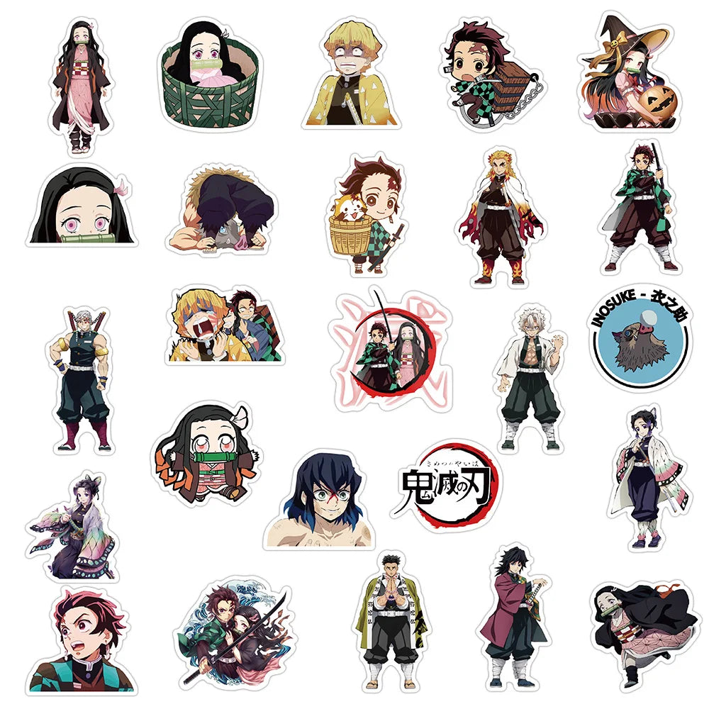 50/100PCS Demon Slayer Anime Stickers Waterproof Graffiti Decals for Luggage Skateboard Laptop Water Bottle DIY Decor