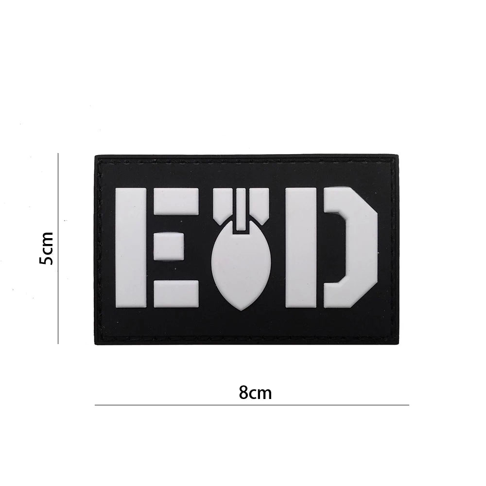 Outdoor Bag Accessories EOD English Pattern Embroidery + Reflective PVC Armband Morale Backpack Hook and Loop Patch