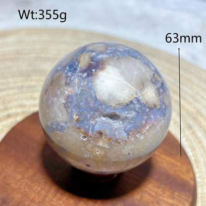 Natural Crystal Blue Flowe Agate Sphere Druzy Geode Painting Gemstones Mineral Energy Home Decorations Room Decor Gift