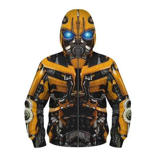 Autobots Bumble bee Zipper Hooded Jacket Coat for Kids Boy Girls