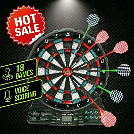 DartVibe Electronic Dart Board Set - 18 Games 159 Option 1-8 Players, LED Score Display with 6pcs Plastic Darts, Without Battery
