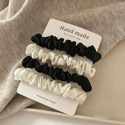 4pcs Satin Hair Scrunchies For Women, Softer Than Silk Hair Ties, Silky Solid Color Ponytail Holders, Fashion Hair Accessories
