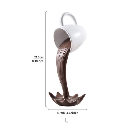 1PC, a three-dimensional suspended anti-gravity tipping coffee cup decorative item made of resin.