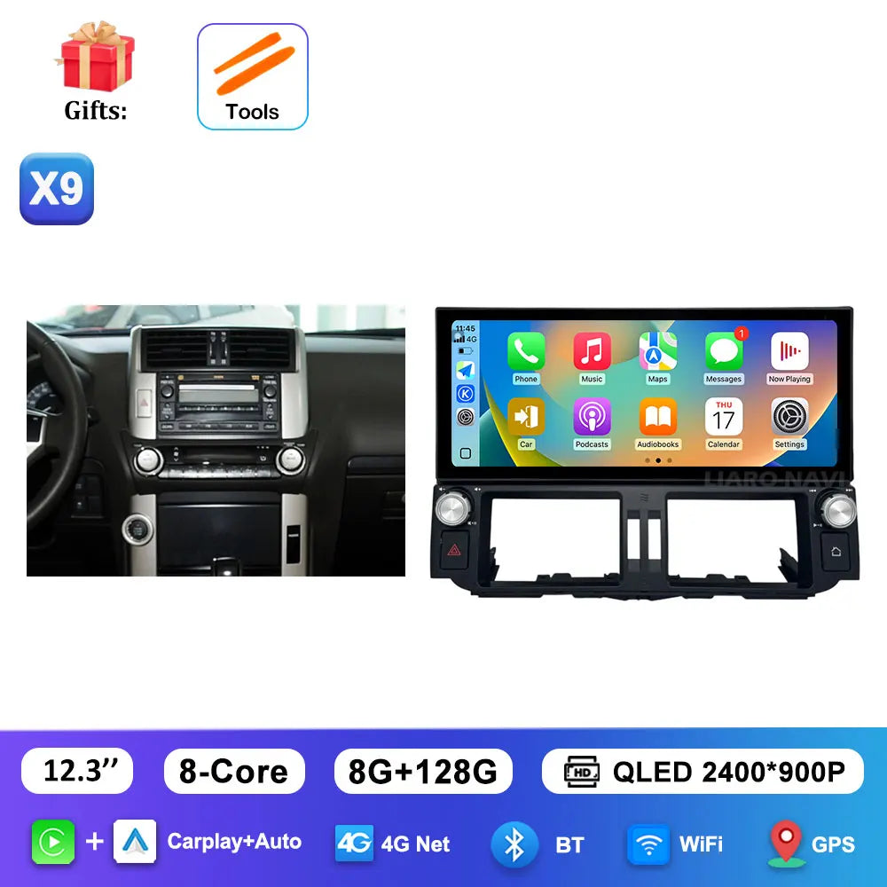12.3 inch Ultra-thin Screen DSP Android 16 for Toyota Land Cruiser Prado 150 2010 - 2013 GPS Navi Car Radio Multimedia Player 4G
