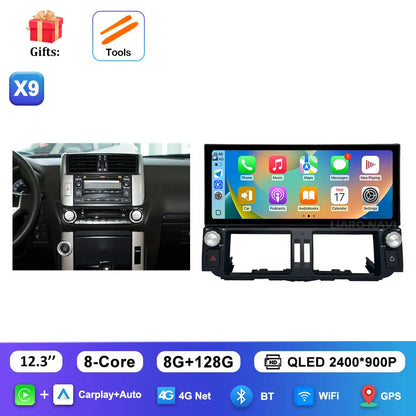 12.3 inch Ultra-thin Screen DSP Android 16 for Toyota Land Cruiser Prado 150 2010 - 2013 GPS Navi Car Radio Multimedia Player 4G