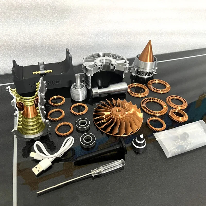 TR900 Aviation Turbofan Engine Model DIY Model Kit 27CM Electric Turbofan Engine Assembly Toy Kit