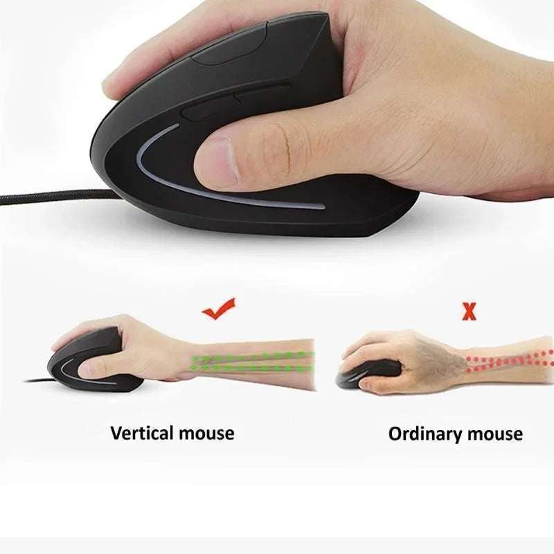 Ergonomic Vertical Right-Hand Gaming Mouse Wired 3200DPI USB Optical RGB Mouse for PC Healthy Wrist Support Computer Accessory
