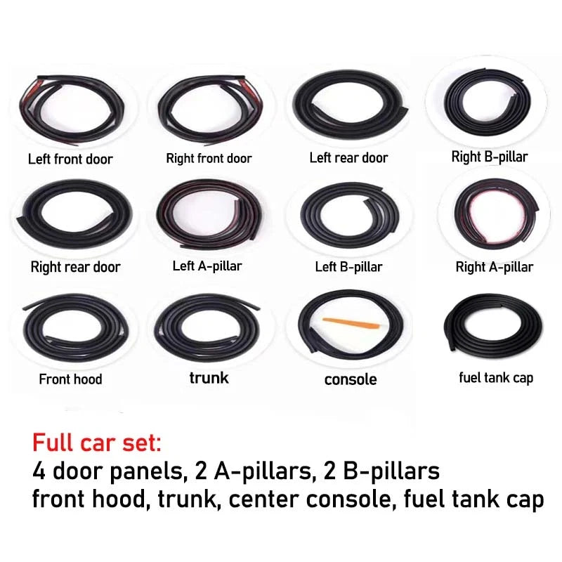 Car Door Seal Strip Rubber Noise Insulation Dustproof Seal Strip Not easy to Fall off For Porsche Macan Car Accessories 12Pcs