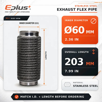 Universal Automotive Chain Link Mesh Exhaust Hose Stainless Steel Braided Flexible Bellows for Car Exhaust System Replacement