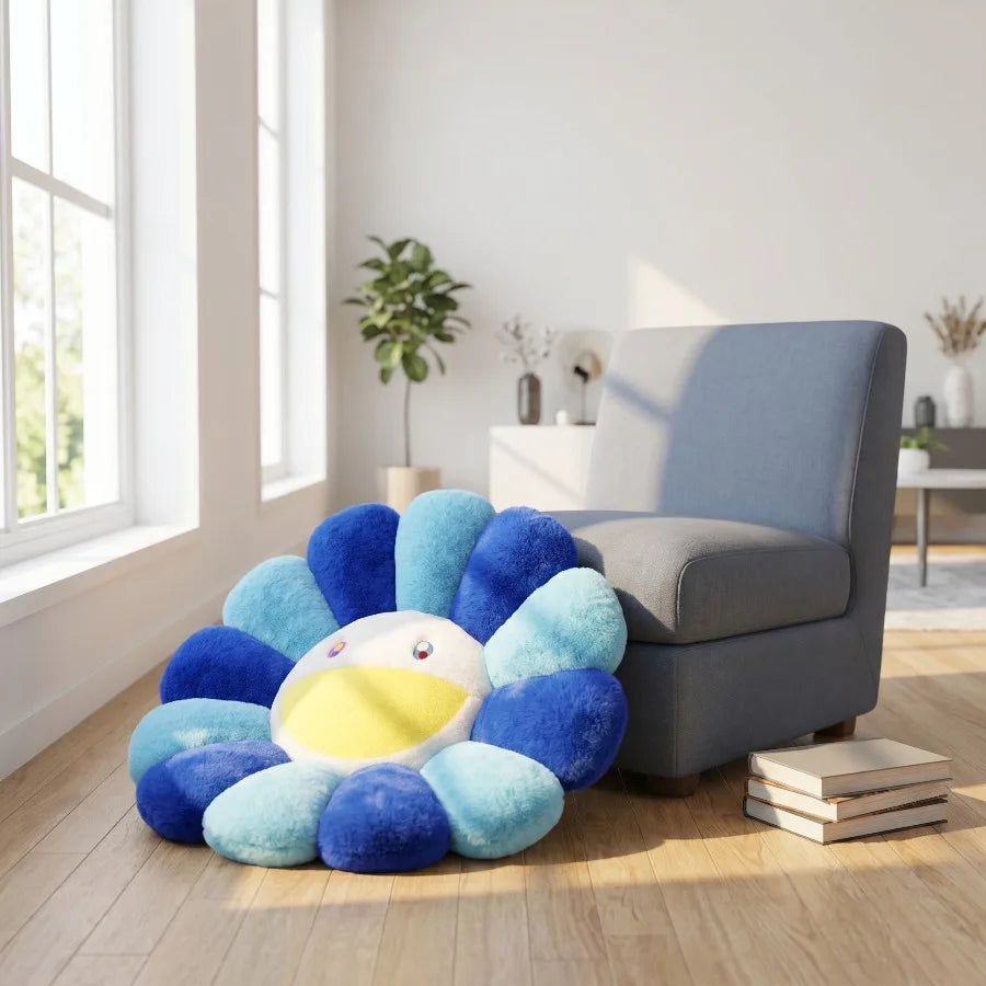 Kawaii Sunflower Stuffed Cushion Doll Flower Cute Smile Rainbow Sunflower Decorative Pillow Plush Toy Office Back Cushion Gift