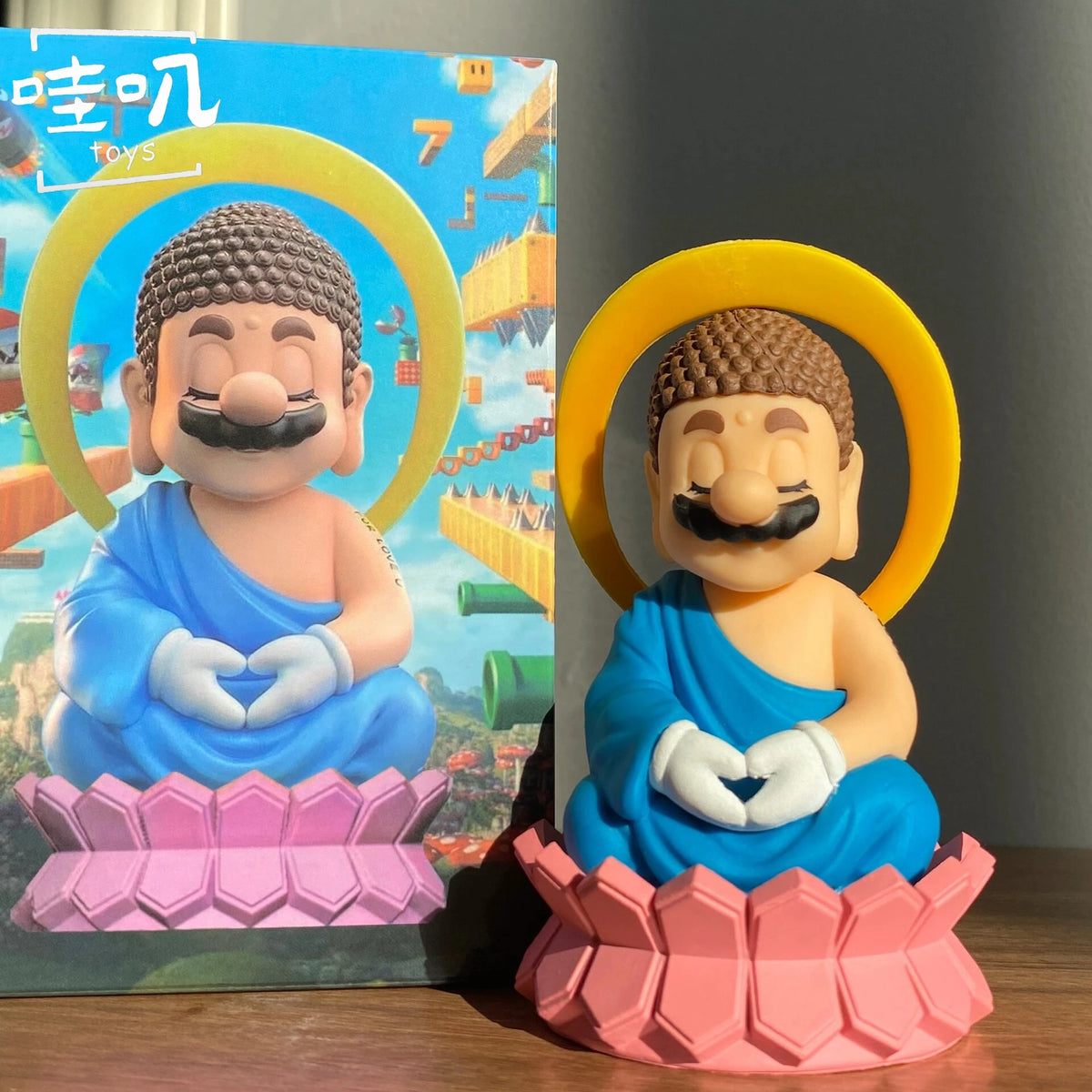 Super Mario cosplay Buddha plumber creative trendy doll desktop figurine large ornament
