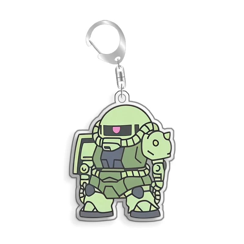 Keychain for Gundam MS-06S Zaku Ll White Cabin Backpack Pendant Anime Game Fans Gift Recycled Acrylic Decoration Rare Card Toy