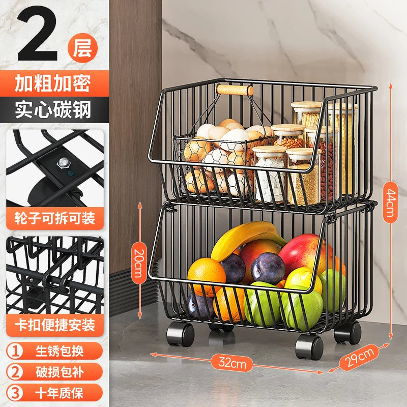 주방수납 Rolling Storage Cart Multipurpose Rustproof Modern Storage Cart Kitchen Multi-layer Trolley with Wheel Kitchen Furniture
