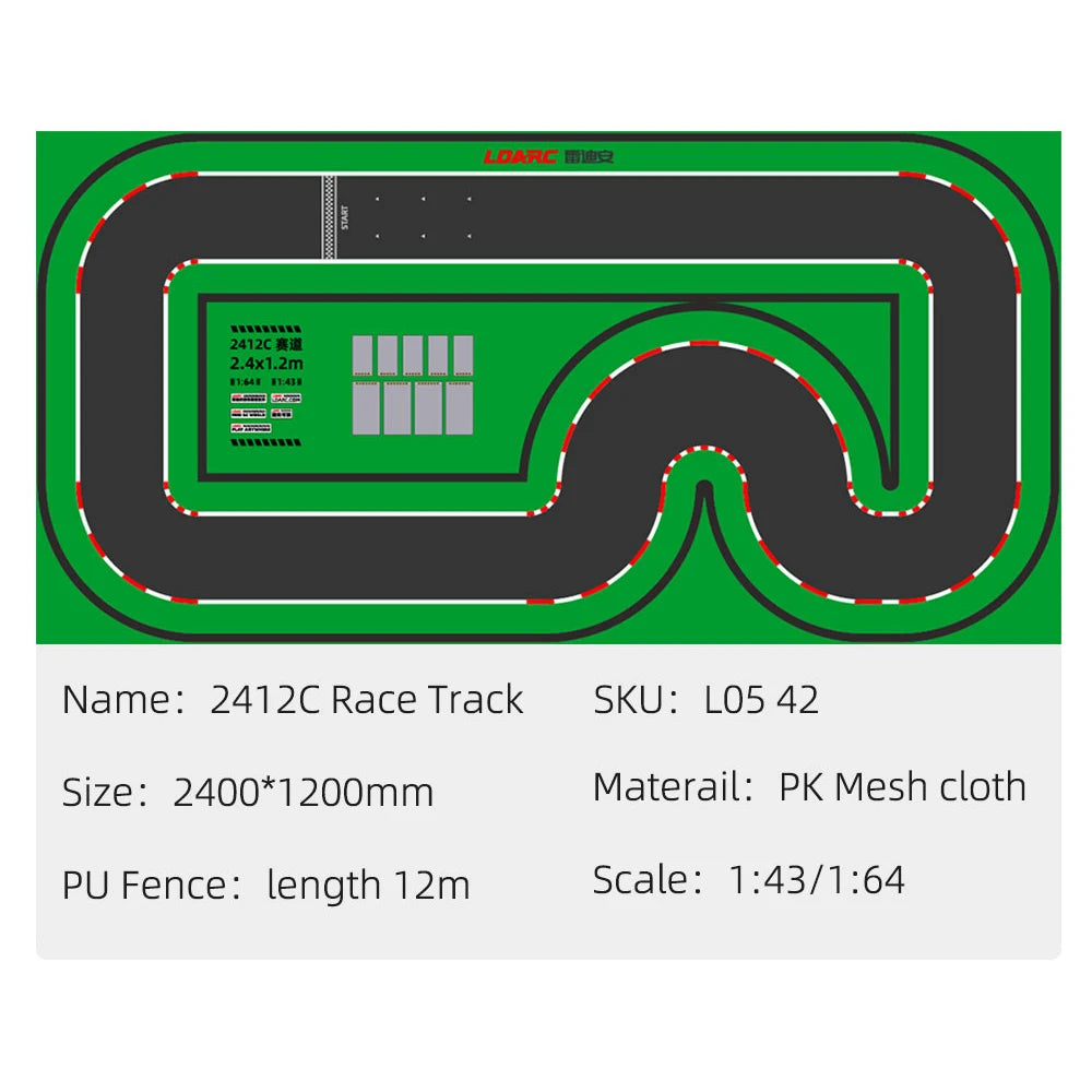 LDARC Portable Race Track Rubber Mat 160x90mm 120x60mm 240x120mm 240x240mm RC 1/76 1/64 1/58 Mini Car Track Race Accessory