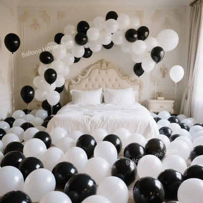 5/10/12/18 Inch Black White Round Matte Latex Balloon Birthday Party Banquet Wedding Baby Bathing Activities Decorative Balloon