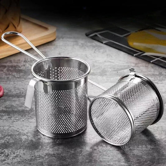 304 Stainless Steel Hot Pot Strainer Boiling Pig Vermicelli Brain Strainer with Sieve Hook Scooping and Boiling Noodles Funnel