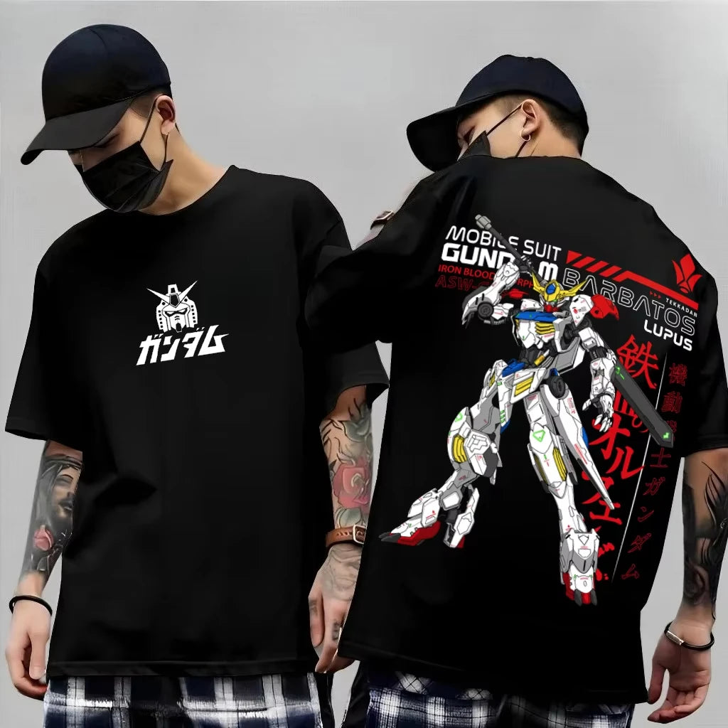 2026 New Japanese Anime Mech Series "Mobile Suit Gundam Summer Short sleeved Printed T-shirt for Men and Women"