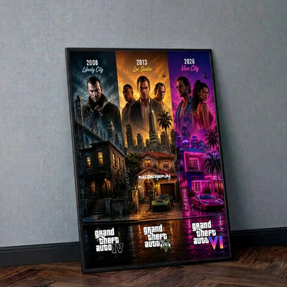 Cool G-Grand The A-Auto Canvas Painting Series 5 6 Hot Game Poster Wall Art Modern Home Boy Bedroom Gaming Room Decor Print Gift