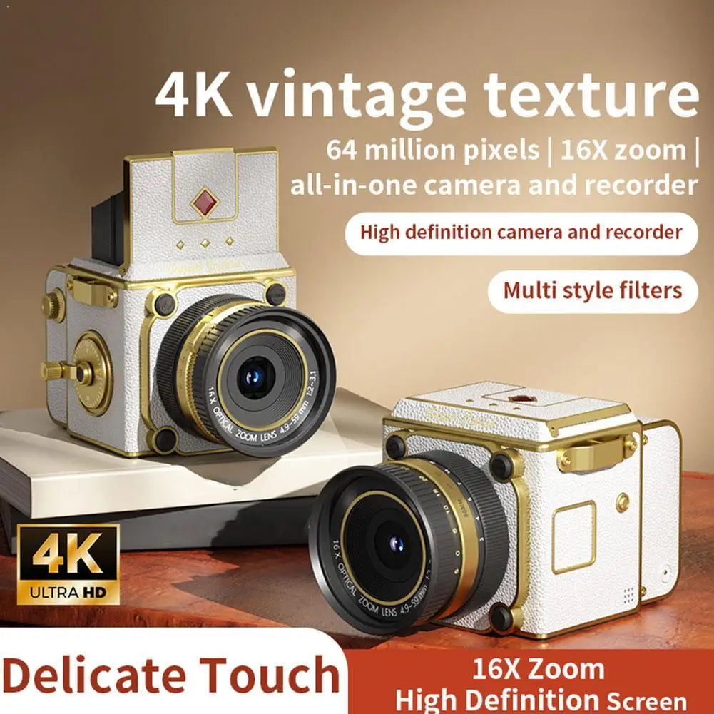 Retro Portable CCD 16X Digital Zoom Student-Friendly Simulation Double-Reflex Digital Camera For Beginner Photography Mini