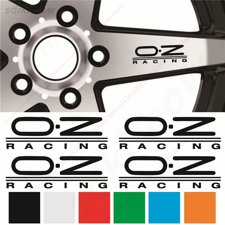 3.8x12cm 4pcs/lot Car Racing Sticker Styling Window Decoration Waterproof Vinyl Decal For OZ Racing Wheel Rim Hub Accessories