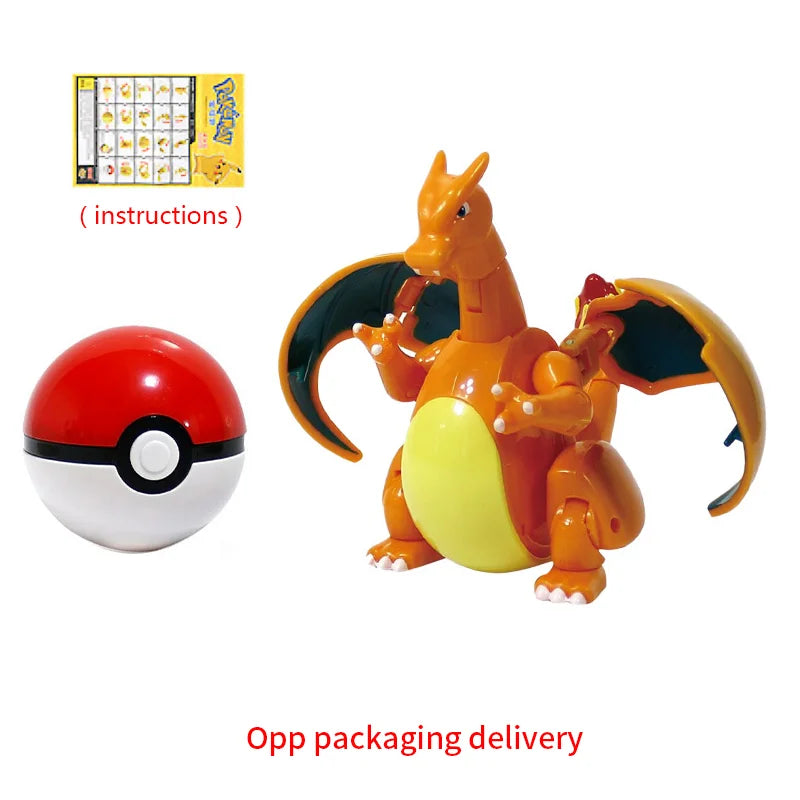 Pokemon Figure Dragonite Gengar Mew Snorlax Lapras Pokeball Elf Ball Deformation Toy Pikachu Monster Educational Doll Kids Gift