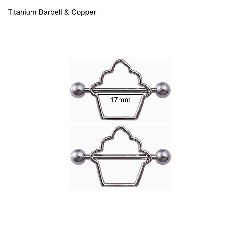 2Pcs 14G 16G Titanium Nipple Barbell For Women Men Gothic Punk Skull Alien Vampire Teeth Nipple Rings Body Meme Piercing Jewelry