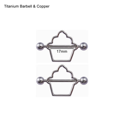 2Pcs 14G 16G Titanium Nipple Barbell For Women Men Gothic Punk Skull Alien Vampire Teeth Nipple Rings Body Meme Piercing Jewelry