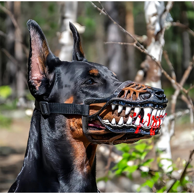 Halloween Scary Dog Latex Muzzle Costume Mask Movable Fake Horror Teeth Breathable Non‑Restrictive Pet Muzzle Cosplay Accessory