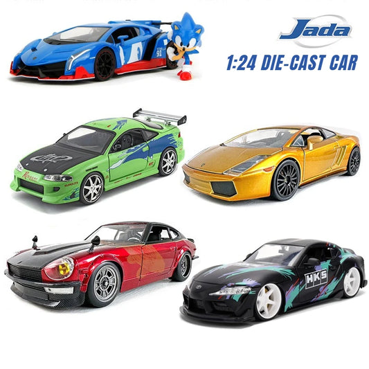 Jada 1:24 Fast & Furious Collaboration Series,Lamborghini Datsun Mitsubishi Eclipse Toyota GR Supra,Collector's Gift Toy for Kid