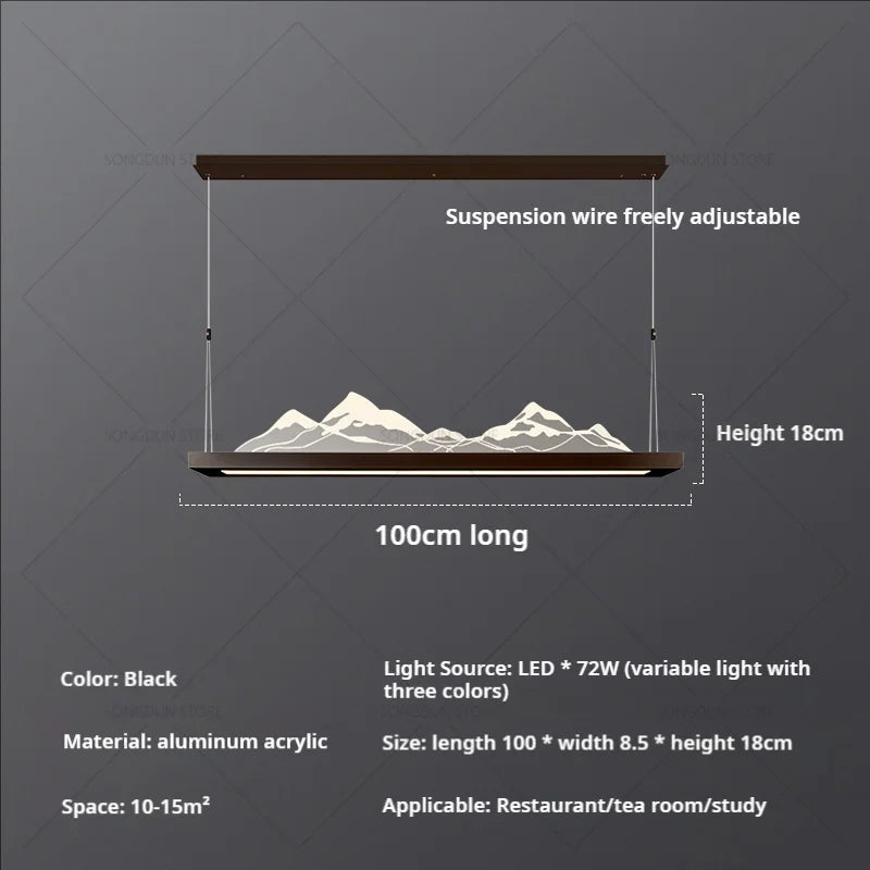 Modern Simple Living Room Light Study Light Tea Room Bar Zen Landscape Chandelier