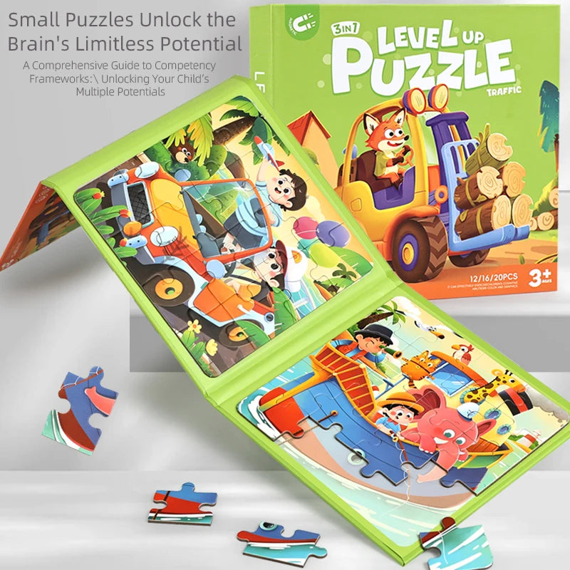 New Kids Magnetic Jigsaw Book Puzzle Game Baby Early Learning Animal Fruit Traffic Cognition Educational Toy Gifts for Children