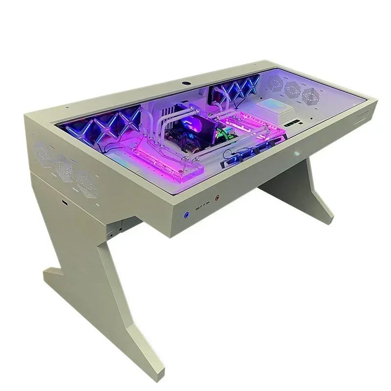 mTempered Glass Side Panel Desk RGB PC Case And Desk Two In One Combo Computer Case Tower Gaming Table l