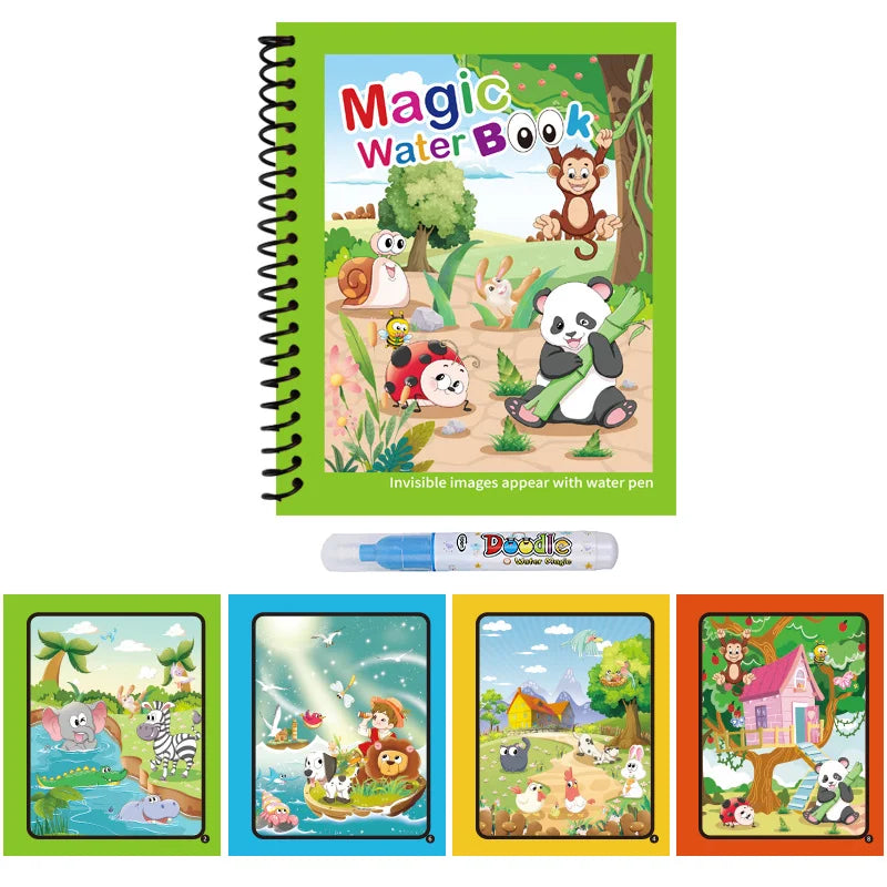 1PC Magic Coloring Books with Refillable Water Pen Reusable Water Drawing Books for Children Birthday Christmas New Year Gifts