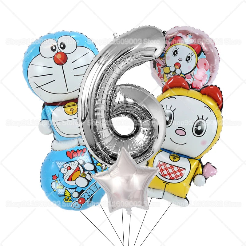 Doraemons Number 1-10 Balloons Girls Boys Birthday Decorations Baby Shower Gender Reveal Balloon Party Supplies Kids Toys Gift