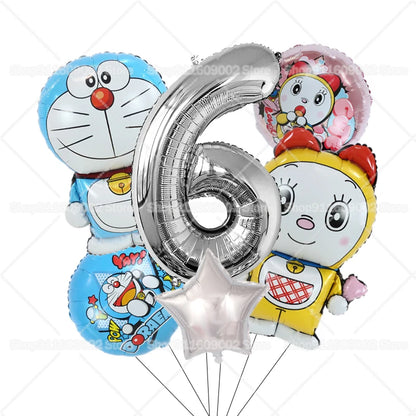 Doraemons Number 1-10 Balloons Girls Boys Birthday Decorations Baby Shower Gender Reveal Balloon Party Supplies Kids Toys Gift