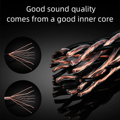 One Pair HiFi OCC Main Speaker Cable High-end Anti-noise Carbon Fiber Banana and Y Plug Speaker Audio Cable