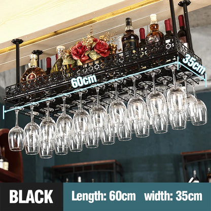 Metal Stemware Wine Glass Rack Hanging Ceiling Cup Holder Organizer Storage Rack For Home Bar Restaurant Wine Display Stand