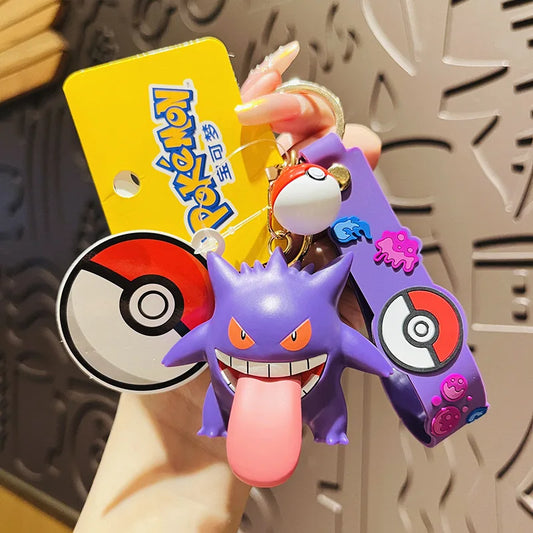6 Pcs Pokemon Figure Anime Pikachu Gengar Meowth Keychain Car Key School Bags Backpack Decorations Pendant Decoration Toy Gift