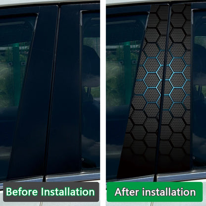 2PCS Textured Honeycomb Blue B-Pillar Car Stickers Waterproof Anti Scratch Vinyl Decals  Universal Styling Accessories