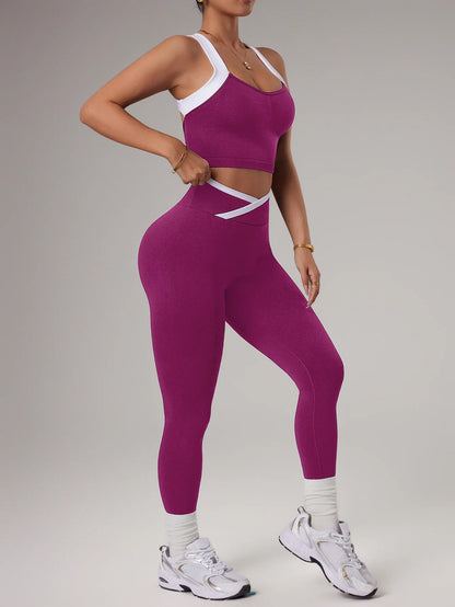2 pcs Women Seamless Yoga Sets Jogging Outfit Sport Leggings Bra Sportswear Woman Gym Outfit Workout Set Yoga Clothes Activewear