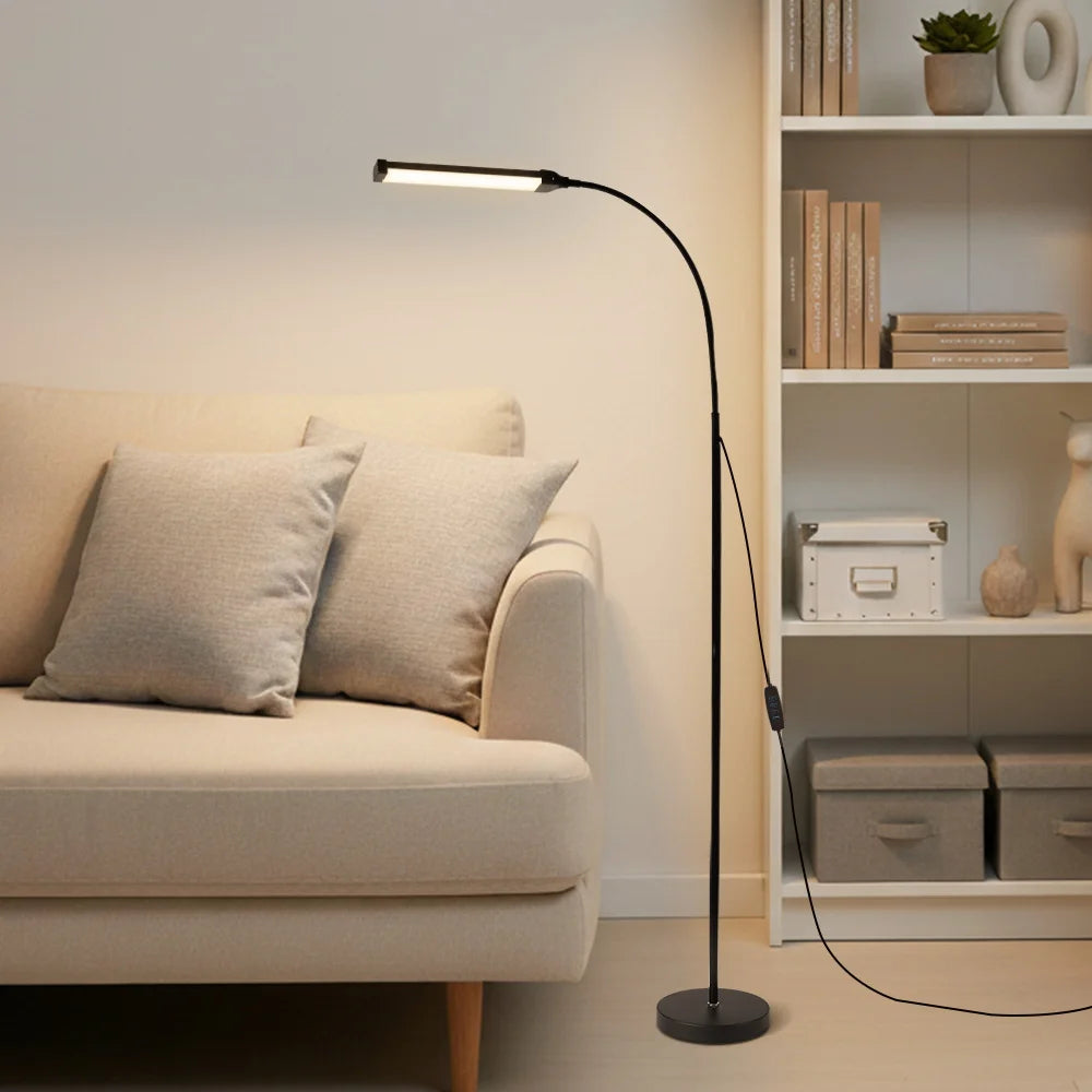 Modern Dimmable LED Floor Lamp 7W Tall Reading Light Standing Lamp for Living Room Bedroom Office